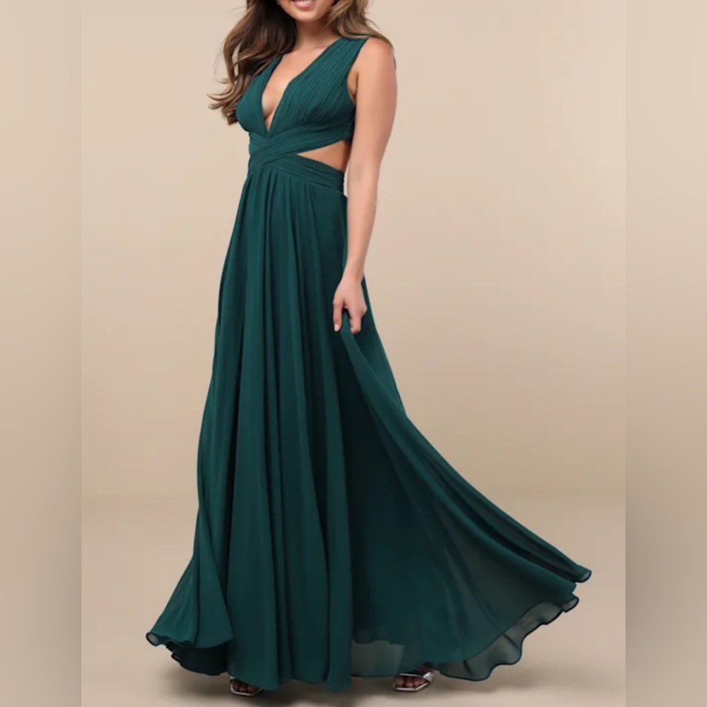 Vivid Imagination Emerald Green Cutout Maxi Dress
